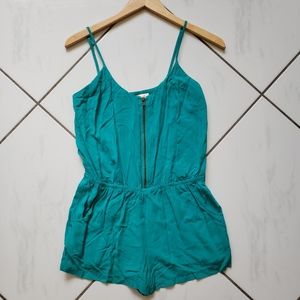 Mimi Chica 💜 Teal Zip Romper Pockets One Piece